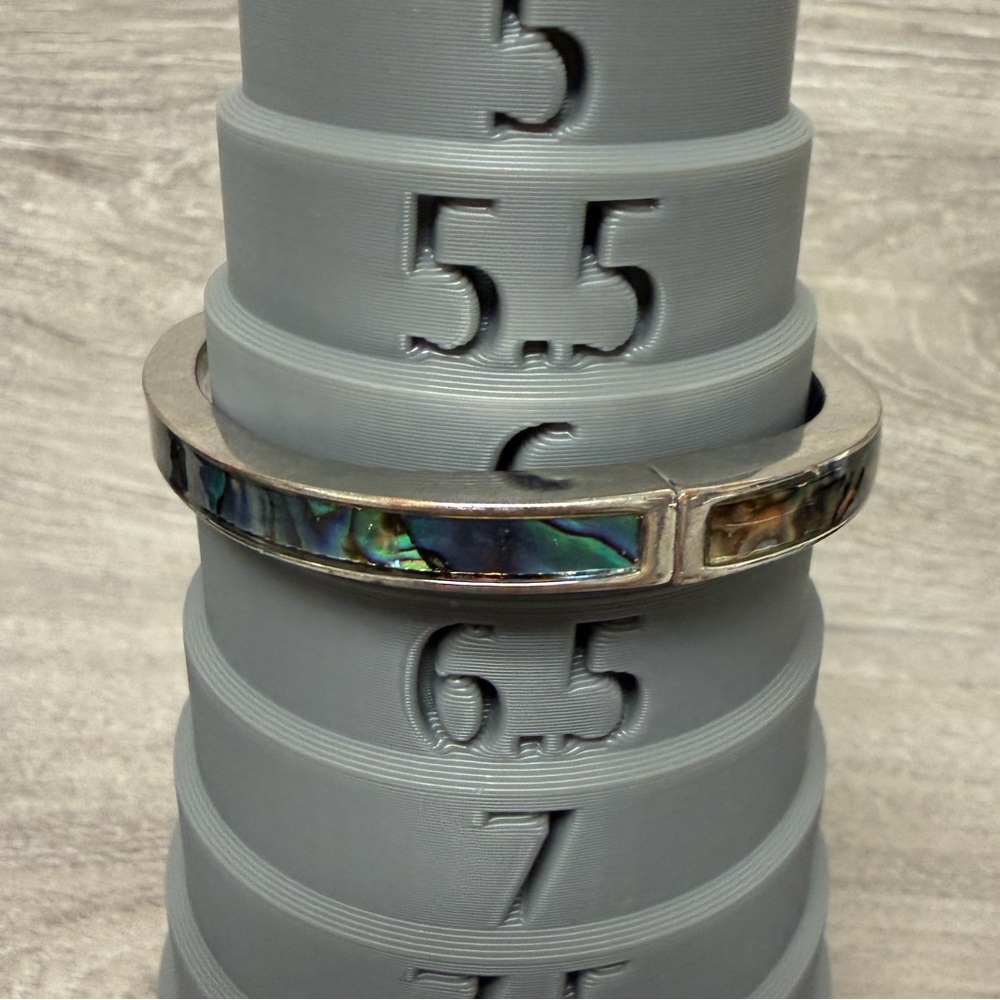 Elegant Silver Tone Abalone Shell Bangle 6” - Picture 4 of 4